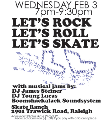 flier for guybrarians at roller skating rink
